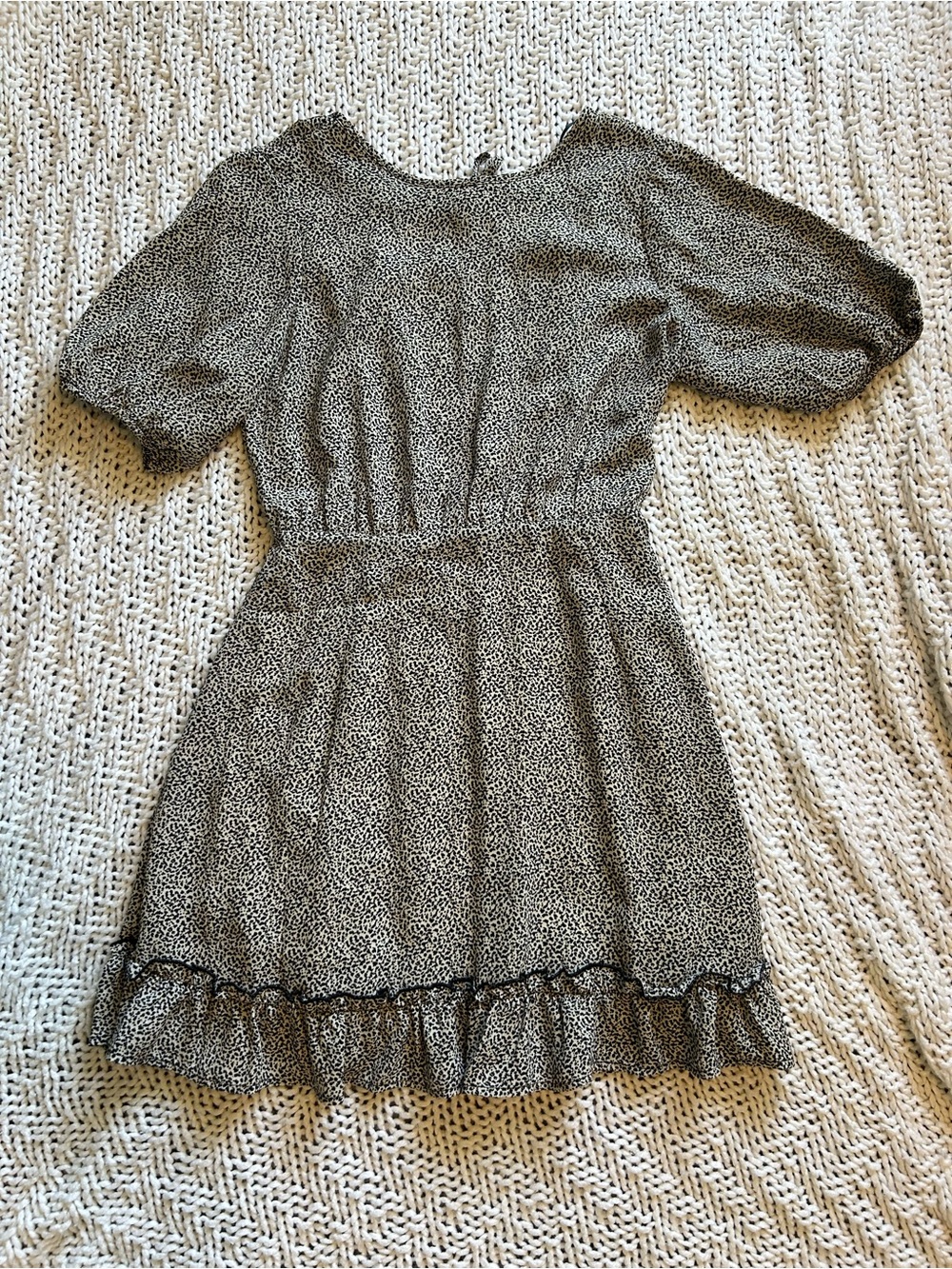 Sienna Sky Black & White Microdot Ruffle-Hem Dress